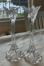 Vintage Glass Candle Holder Pair 9