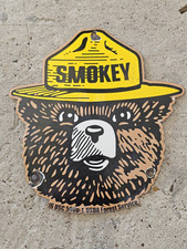 VINTAGE 1950'S SMOKEY THE BEAR FOREST SERVICE PORCELAIN SIGN 10
