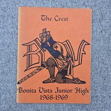 1969 Bonita Vista Junior High School Yearbook Crest, Chula Vista California VTG picture