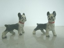 2 Antique Miniature Cast Iron Boston Terriers, 1  1/2