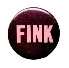 Vintage 1960s FINK Pinback Button Black Pink Litho Novelty Satire Gag Joke Badge picture
