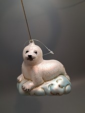 Margaret Cobane Baby Harp Seal Classic Glass Christmas Ornament New NWT picture