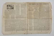 1843 antique NEWSPAPER concord nh WHITE MOUNTAIN TORRENT temperance Washington picture