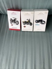 Lot Of 3 Hallmark Ornaments 2 Harley-Davidsons & Disney Tron Legacy Light Cycle picture