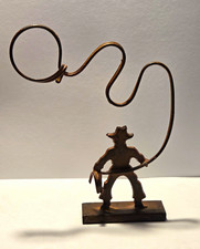 Vintage Hand Made Iron Cowboy Sculpture with Lasso. Authentic 1930s-40s Piece picture
