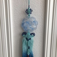 Liuli Crystal Glass Car Hanging Ornament: Happy Flowers Feng Shui Blessing Home picture