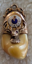 Antique BPOE Elks 10K Solid Gold Elk Tooth Fobs Pocket Watch Fob  picture