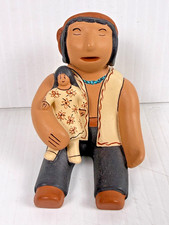 Vintage Southwest Pottery Storyteller Figurine Signed Nandi w Lizard Terra Cotta picture