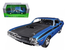 1970 Dodge Challenger T/A Blue Metallic with Black Hood and Black Stripes 