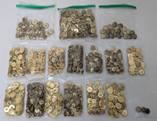Vintage Lot of 846 Gold Round Shank Buttons Gold Brass Metal Uniforms Jackets picture