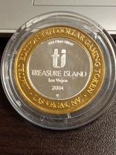 TREASURE ISLAND SILVER .999 $ 10 DOLLAR GAMING TOKEN 2004 picture