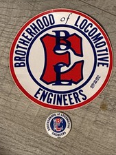 Vtg Brotherhood Locomotive Engineers Pinback Button & Decal Railroad Union Pin picture