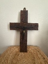 Handcrafted Rustic Wormwood and Iron Cross Crucifix picture
