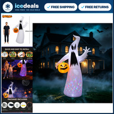 8.2FT Inflatable Halloween Ghost with Pumpkin - LED Yard Decor for Outdoor Party picture