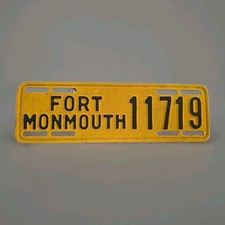1943 Fort Monmouth NJ US Army WWII Military Base License Plate Tag 11719 picture