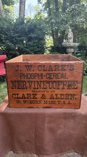21” X 22” Large Vintage Wooden Crate  NERVINE COFFEE by CLARK & ALDEN WOBURN MAS picture