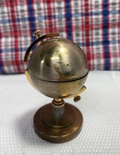 Vintage Brass Globe Table Lighter Mid Century Gold Tone Smoking Decor picture