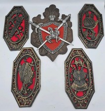 Set of VTG Medieval-Style Wall Plaques Crests, Coat of Arms, & Crossed Swords picture