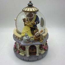 Disney Beauty & Beast Snow globe Musical 1991 Rare Belle Beast Mrs. Potts Chip picture