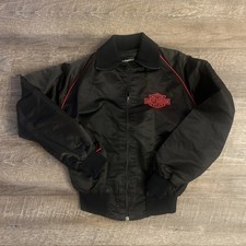 Vtg Large Harley-Davidson Full Zip Riding Bomber Jacket Black Red 70s 80s Small picture