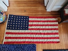 Vintage American Flag USA Stars & Stripes Red White Blue 48 Star 3'x5' Sewn Wool picture