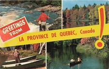 Postcard Canada: Greetings from La Province de Quebec, Fishing & Canoeing picture