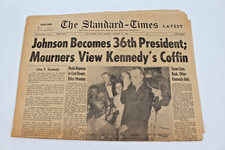 Original Nov 23 1963 The Standard Times – Johnson Becomes 36th President  – JFK picture