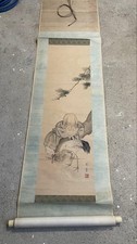 Antique Japanese Hanging Scroll老人鶴松 ink painting, fine condition picture
