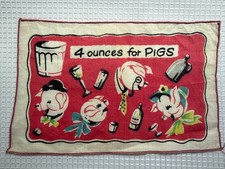 Vintage Cocktail Napkin Leacock Humorous PIGS 4 Ounces Irish Linen picture