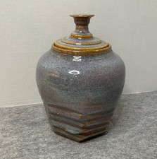 Vintage Studio Pottery Lidded Jar Signed Kaffing 65 Earthy Vase Stoneware Vessel picture