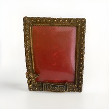 Vintage Disneyland Mickey Small Brass Ornate Metal Photo Frame 3x3.5” Retro picture