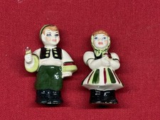 Vintage Ceramic Arts Studio Boy & Girl Folk Costume Salt Pepper Shakers Madison picture