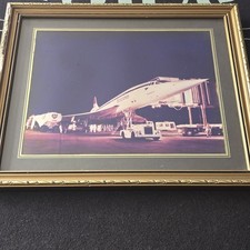 Vintage British Airways Concorde Photo Framed G-BOAB Supersonic Jet Aviation VGC picture