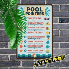 Swimming Pool Rules Metal Sign Bold Top Header Safety Warning Wall Decor picture