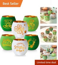 St. Patrick's Day Candle Holders 6PCS St Patricks Day Shamrocks Decorations f... picture
