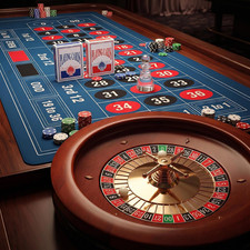 11” Roulette Wheel Set with 47.2 * 23.6” Table Layout Felt | with 100Pcs ABS Pok picture