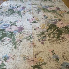 Vtg Waverly Bonded Cotton Fabric Barkcloth Michela Floral Pink Yellow MCM 48x174 picture