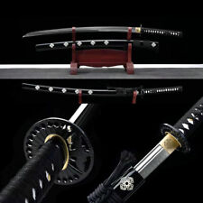 Handmade Japanese Samurai Sword Clay Tempered T10 Steel Katana Full Tang Blade picture