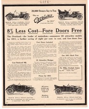 1910 Overland Brass Era Pre WWI Automobile Ad Willys Overland Company Toledo Ohi picture