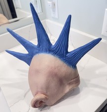 Vtg 2002 Disguise Punk Mask Blue Mohawk Spikes Latex Costume Y2K Rock Halloween picture