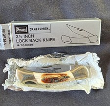 NOS Vintage Sears Craftsman Japan 95144 Bone Handle Folding Pocket Knife 1970's picture