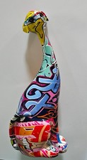 Cute COLORFUL, ALL OVER GRAFFITI  GREYHOND FIGURINE NIB picture
