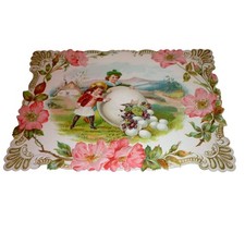 Antique Victorian Trade Card C. D. Kenny Tea Coffee Children Giant Egg Roses picture