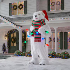 10 Ft ANIMATED GIANT POLAR BEAR ANIMATRONIC CHRISTMAS OUTDOOR  DECORATION picture