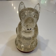 Vintage antique 1930 BULLDOG Dog Figural Victory Glass CANDY CONTAINER   picture