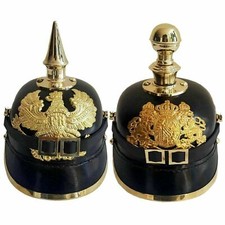 SET OF 2 PCS WW2 German Pickelhaube Spiked Leather Officer Helmet WW1 Helmet picture