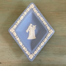 Vintage Wedgwood Blue Jasperware Diamond Shaped Trinket Plate Dish 4 1/2