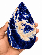 Sunset Sodalite Flame Crystal 6 Inch 800g 1.76lb Blue Freeform Tower Decor picture