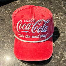 Coca-Cola Enjoy Coca-Cola Red/White Adjustable Snapback Hat Cap Soda Theme picture