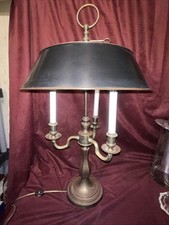 Antique Chapman French Brass Bronze Bouillotte Lamp Metal Shade picture